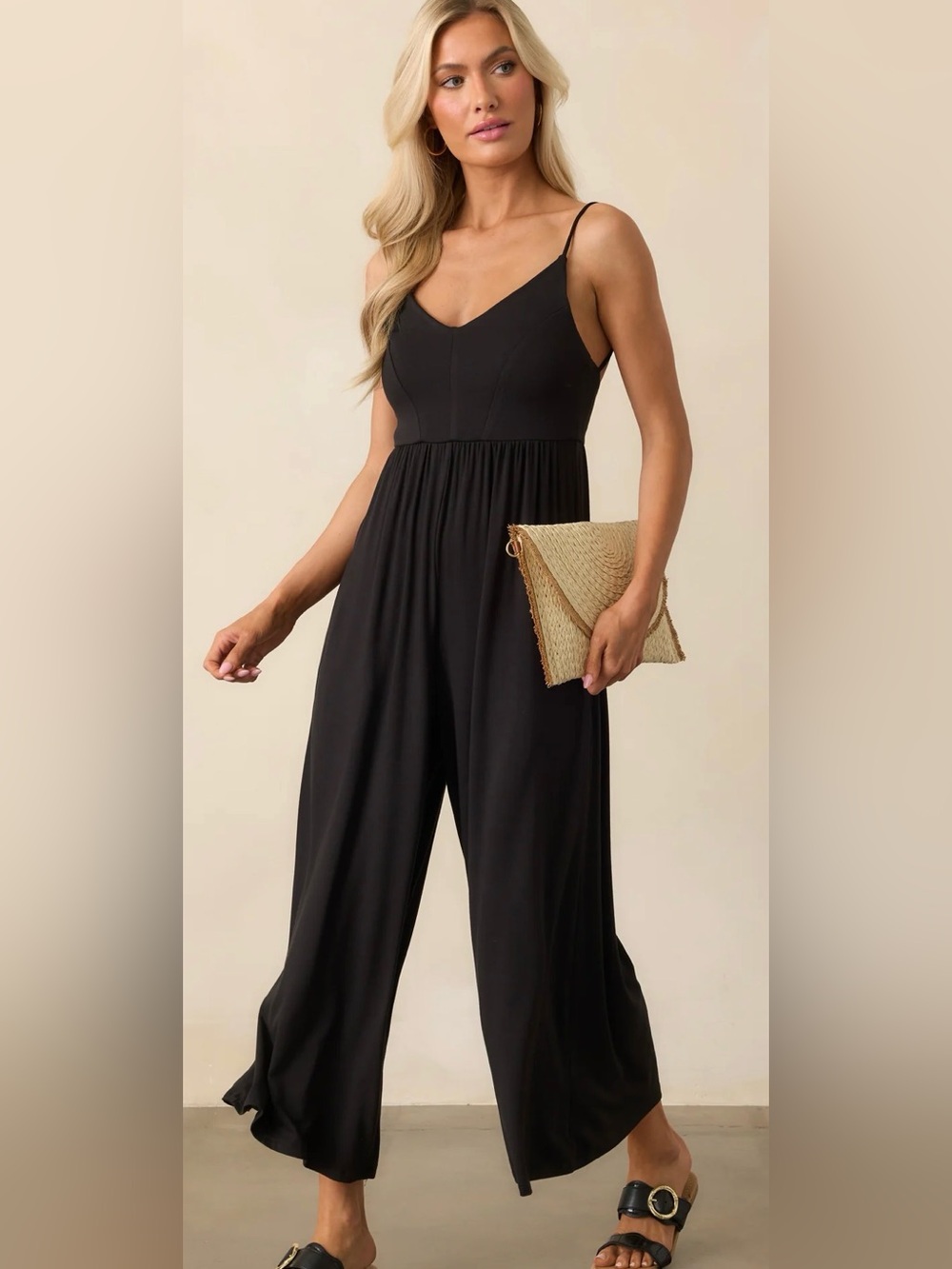 Z Supply NWT‎ Roz Jumpsuit Magenta Fushia Spaghetti-Strap Wide-Leg Goucho L - Picture 2 of 9